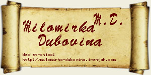 Milomirka Dubovina vizit kartica